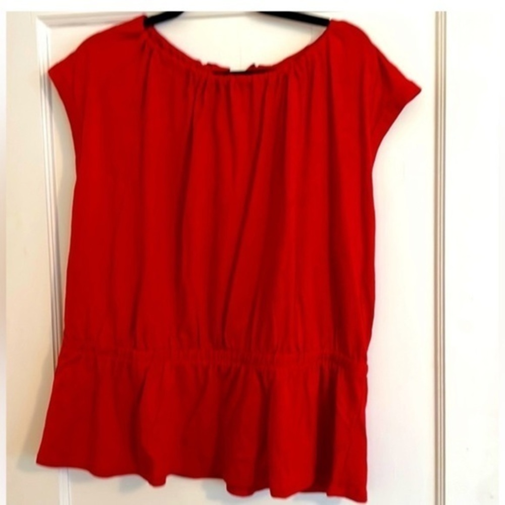 Banana Republic Size XL Malibu Tee Red peplum tie back wrap never worn
